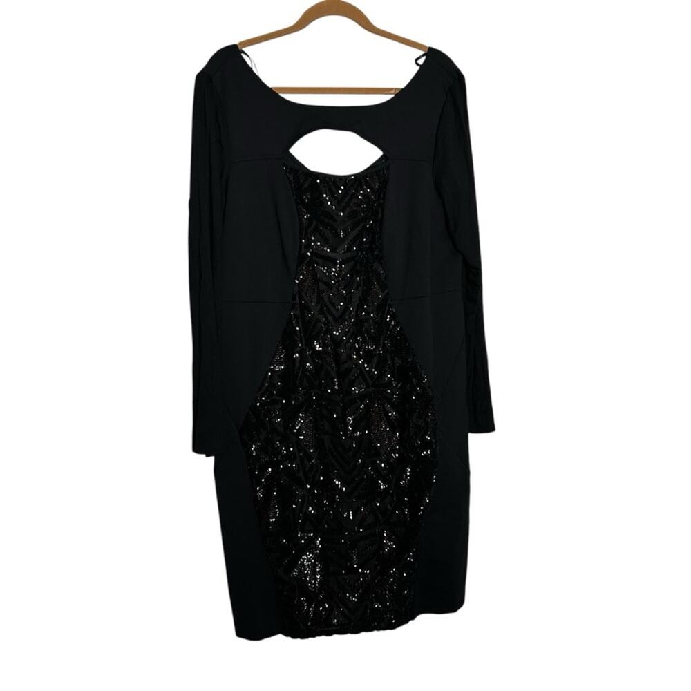 Lane Bryant Black Sequin Front Cut Out Knee Length Dress Size 18